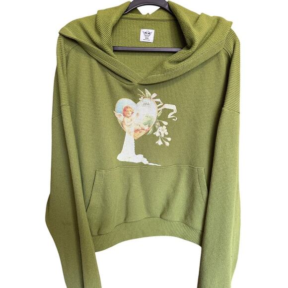 Boys Lie Perpetual Feelings Thermal Hoodie Sweatshirt Olive Green One Size - Picture 6 of 14